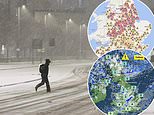 Britain's snowed under! Map reveals where winter blast will dump up to four inches of snow within hours - as UK grapples with flooding, flight disruption and bin collection chaos