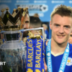 Leicester's Jamie Vardy with Premier League trophy