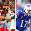 Josh Allen smiles after a Buffalo Bills touchdown against the Denver Broncos