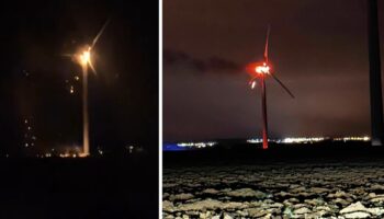 Des incendies pas si rares: Une éolienne en flammes filmée près de Briey