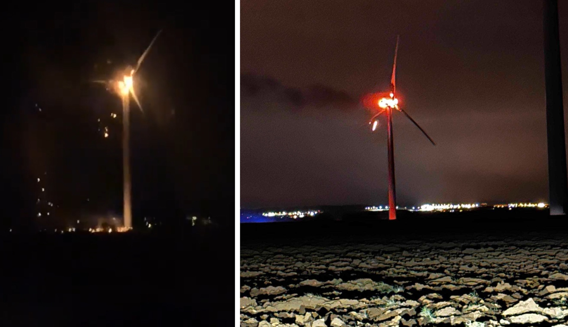 Des incendies pas si rares: Une éolienne en flammes filmée près de Briey