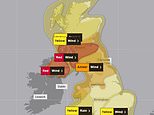 Eowyn hits British Isles with hurricane-force winds: 'Exceptional' red-warning tempest sees trains and planes cancelled, schools shut and public told to stay home amid 'extreme and real' threat to life - as map predicts its path of destruction