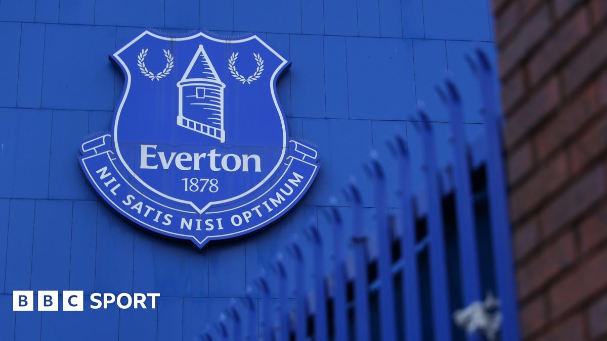 Everton club crest on the side of Goodison Park