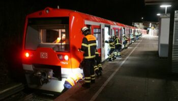 Feuerwehr Hamburg schiebt S-Bahn