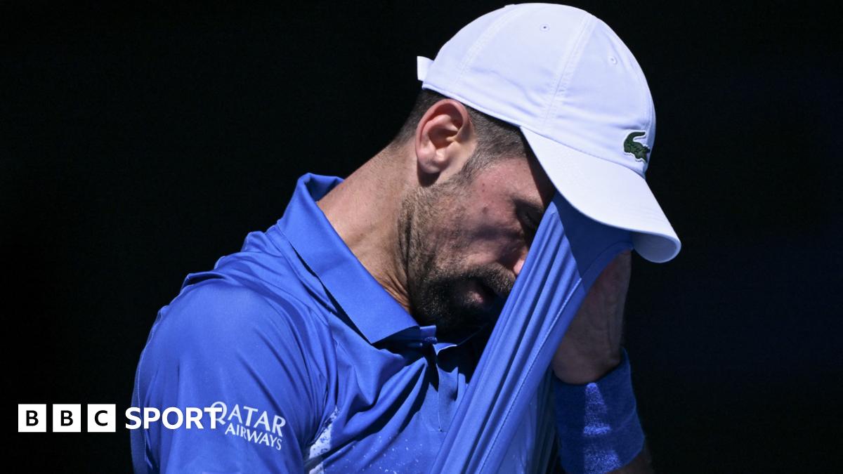 Novak Djokovic reacts to missing a point