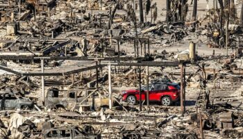 Zerstörung wie im Krieg: eine ehemalige Wohnsiedlung in Los Angeles. (Archivbild) Foto: Noah Berger/AP/dpa