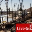 LA fires live: risk of ‘rapid fire spread’ as near hurricane-force winds forecast in some areas