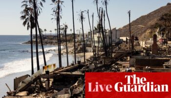 LA fires live: risk of ‘rapid fire spread’ as near hurricane-force winds forecast in some areas