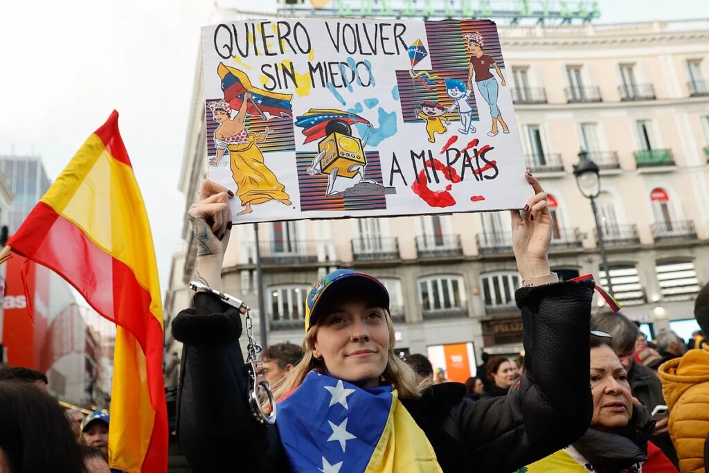 La diáspora venezolana en Madrid exige libertad: "Nos parece fatal que el Gobierno español no reconozca a Edmundo como presidente"