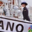 Los Reyes despiden en Cádiz a  la guardiamarina Borbón y Ortiz, que zarpa en el Juan Sebastián Elcano