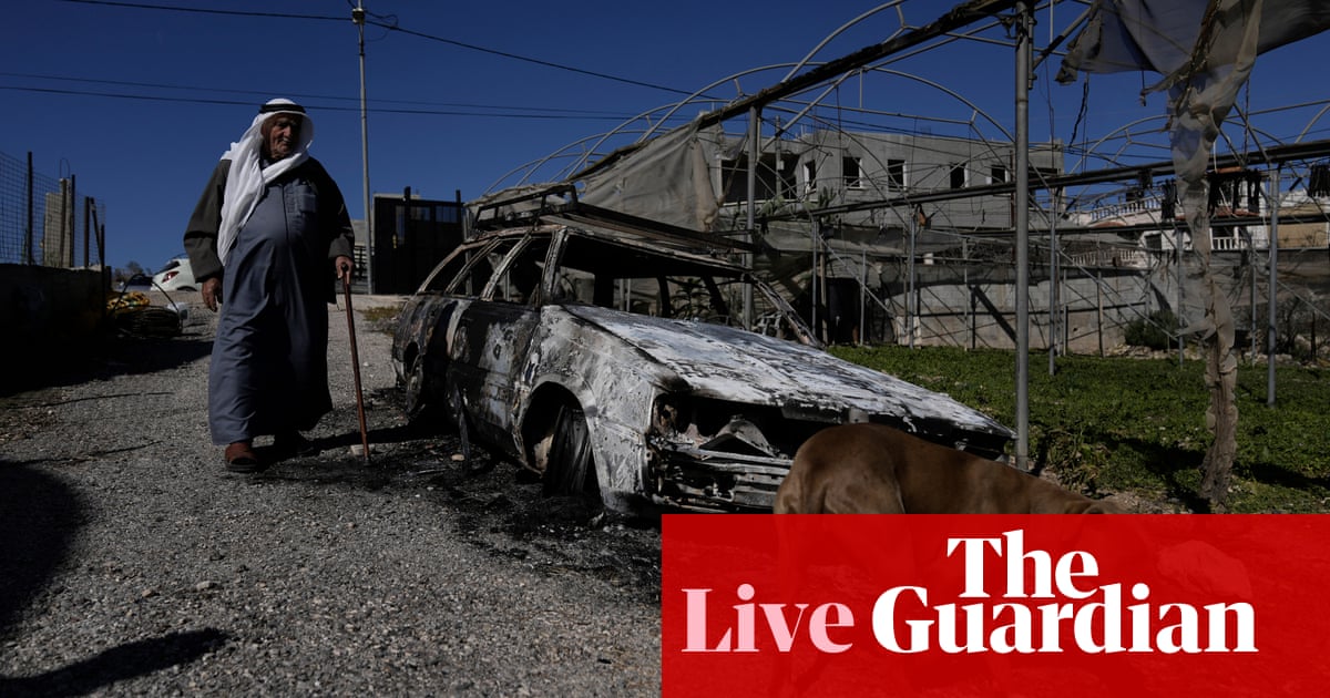 Middle East crisis live: reports emerge of suspected settler attack as Trump’s UN pick backs Israeli claims to West Bank