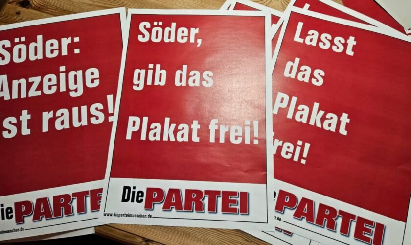 Als Reaktion auf abhandengekommene Wahlplakate richtete "Die Partei" einen Aufruf an den CSU-Vorsitzenden Markus Söder