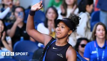 Naomi Osaka waves goodbye after retiring injured against Belinda Bencic