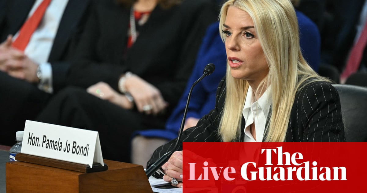 Pam Bondi claims justice department ‘targeted’ Trump but says she won’t pursue ‘political’ prosecutions – US politics live