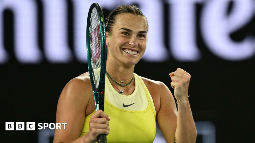 Aryna Sabalenka celebrates victory over Anastasia Pavlyuchenkova