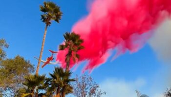 Surreale Bilder: Darum färben Löschflugzeuge Los Angeles pink