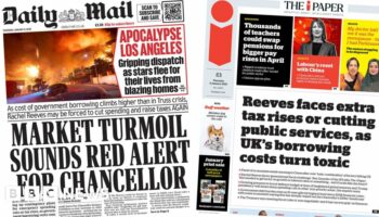 The Papers: 'Apocalypse' LA and 'Reeves faces extra tax rises'