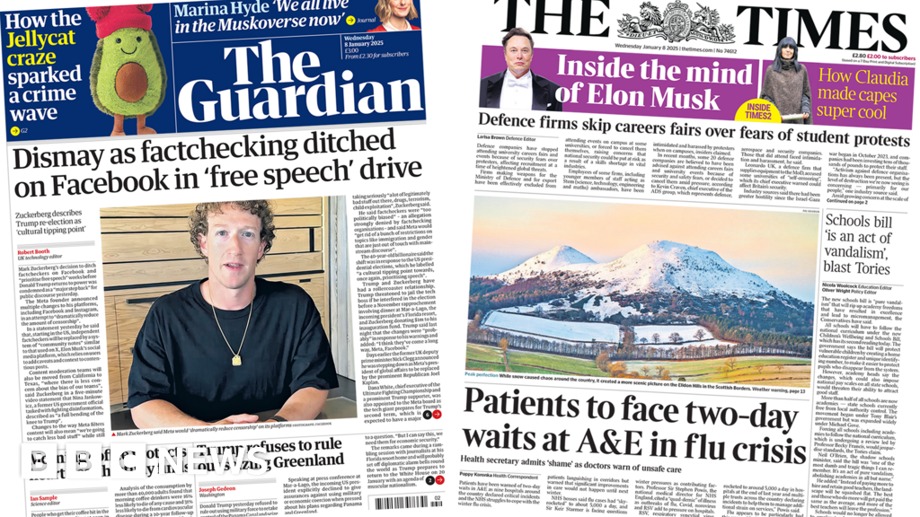 The Papers: 'Meta reins in fact-checking' and A&E 'flu crisis'