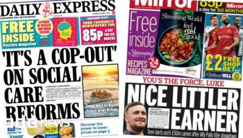 The Papers: Social care 'cop-out' and 'Nice Littler earner'