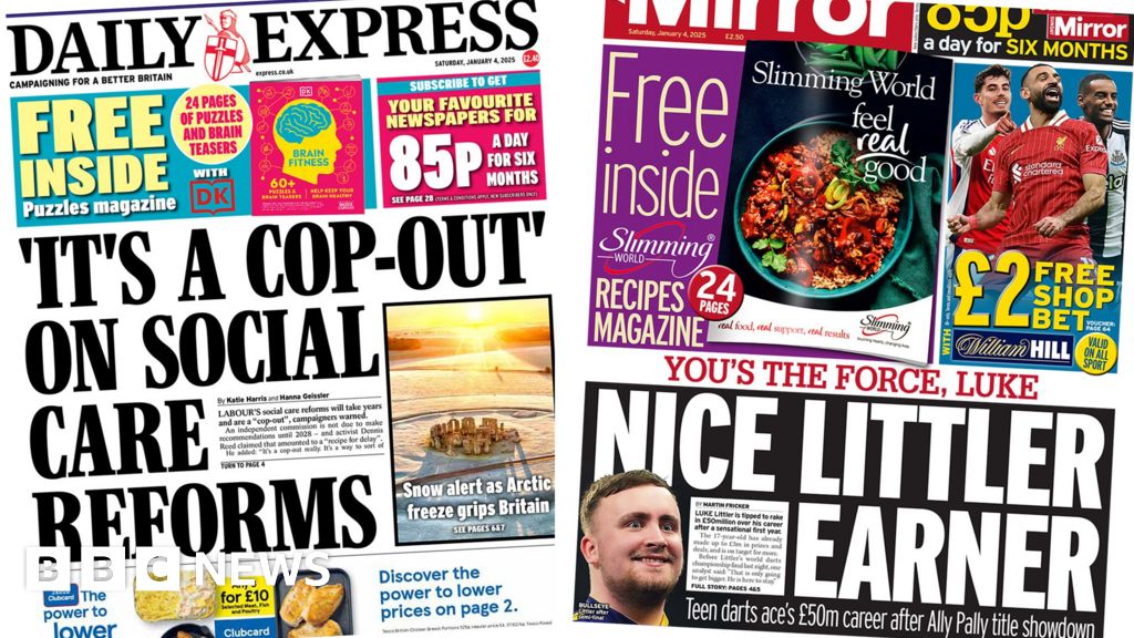 The Papers: Social care 'cop-out' and 'Nice Littler earner'