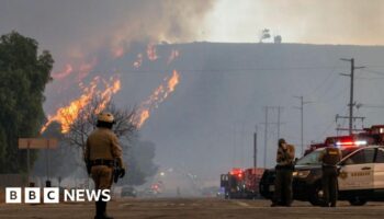 Thousands evacuated as new fast-growing fire ignites near Los Angeles