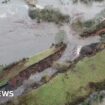 UK flooding: Aerial video shows collapsed Cheshire canal