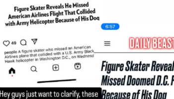 Crash d’avion à Washington : l’histoire de ce jeune patineur sauvé par son chien est belle… mais fausse