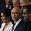 Mark Zuckerberg, Lauren Sanchez, Jeff Bezos, Sundar Pichai et Elon Musk au Capitole, lors de l'investiture de Donald Trump le 20 janvier