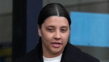 Chelsea striker Sam Kerr outside Kingston Crown Court, south west London, following a hearing where she is charged with alleged racially aggravated harassment of a police officer. Kerr, 31, is charged with causing a police officer harassment, alarm or distress under Section 4A of the Public Order Act during an incident in Twickenham, south-west London, on January 30 2023. Picture date: Tuesday January 14, 2025.