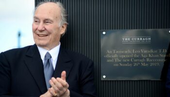 Aga Khan at the opening of the Curragh Racecourse in 2019. Pic: PA