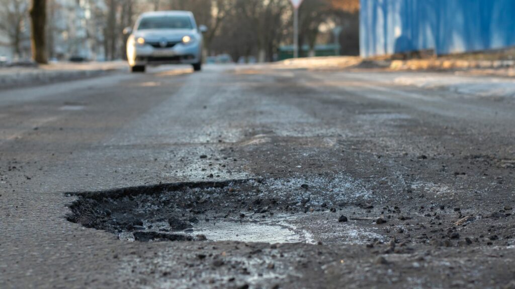 A pothole in the road.  Pic: iStock