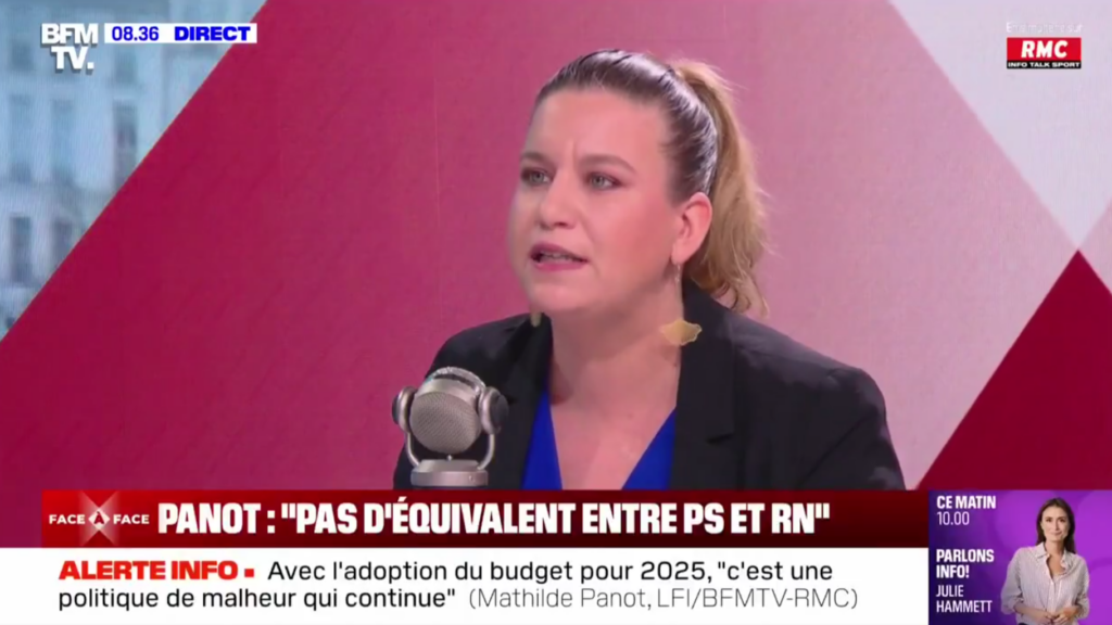 Après le visuel LFI comparant Olivier Faure à Marine Le Pen, Mathilde Panot peine à se justifier