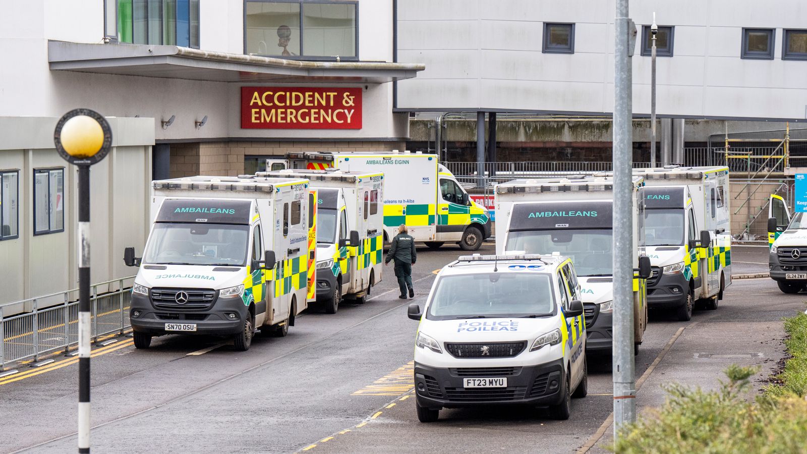 EMBARGOED TO 0001 TUESDAY FEBRURY 4 Ambulances outside the Accident and Emergency Department at the Victoria Hospital in Kirkcaldy, Fife. Finance Secretary Shona Robison visited the National Treatment Centre at the hospital to see the impact the centre has had on NHS delivery in the area, a key theme of the 2025-26 Budget. Picture date: Monday February 3, 2025.