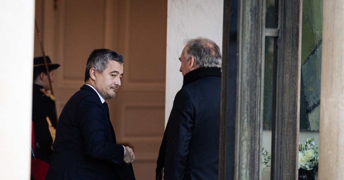 Gérald Darmanin et François Bayrou, le 3 janvier 2025, à l'Elysée.