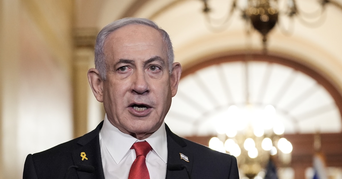 Le Premier ministre israélien Benjamin Netanyahu s'adresse à la presse au Capitole américain, à Washington, DC, le 7 février 2025