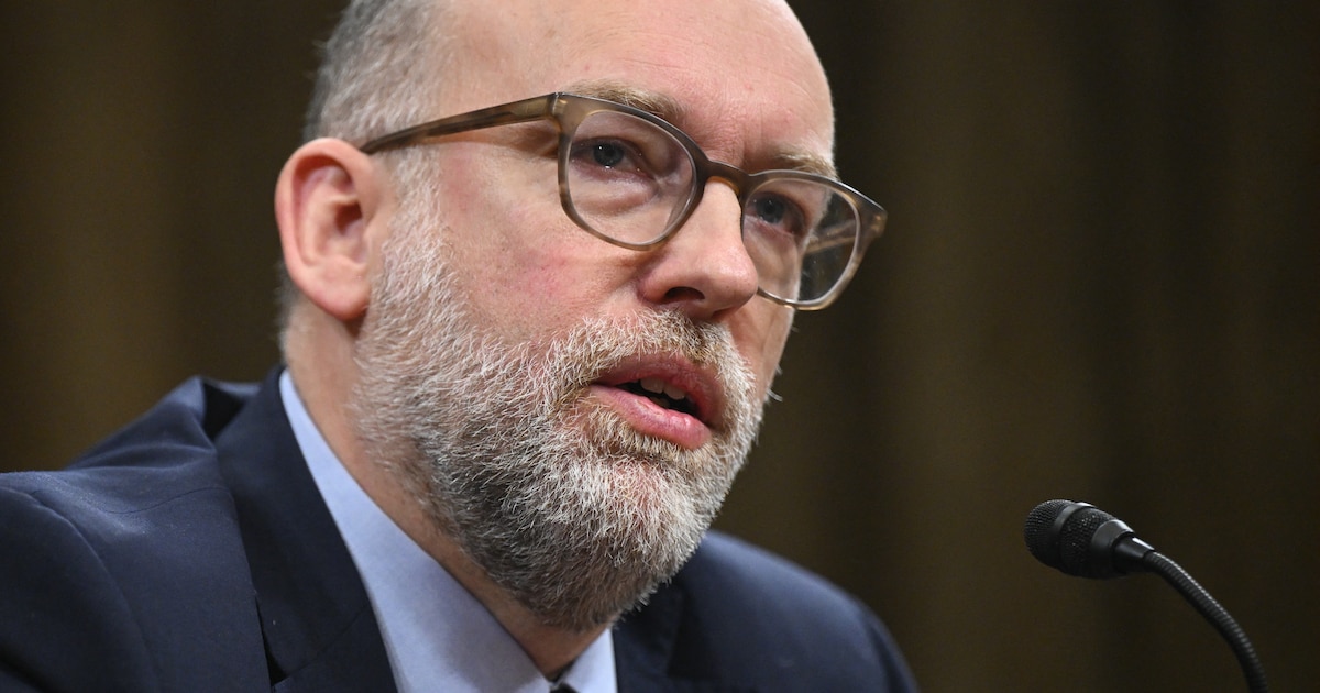 Russell Vought, directeur du Bureau du budget de la Maison-Blanche, devant le Sénat en janvier 2025.