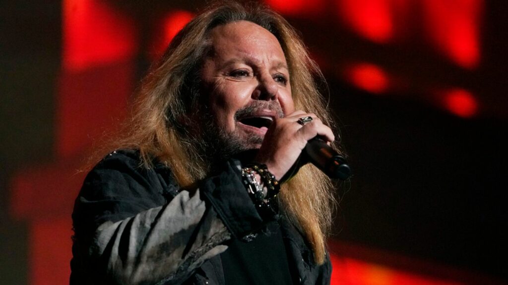 Motley Crue singer Vince Neil performs with the band in Kansas in 2023. Pic: AP