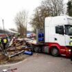 11 February 2025, Hamburg: Emergency services stand at the scene of an accident at a level crossing. One person has been killed and several injured in a collision between an ICE train and a truck. Photo by: Daniel Bockwoldt/picture-alliance/dpa/AP Images