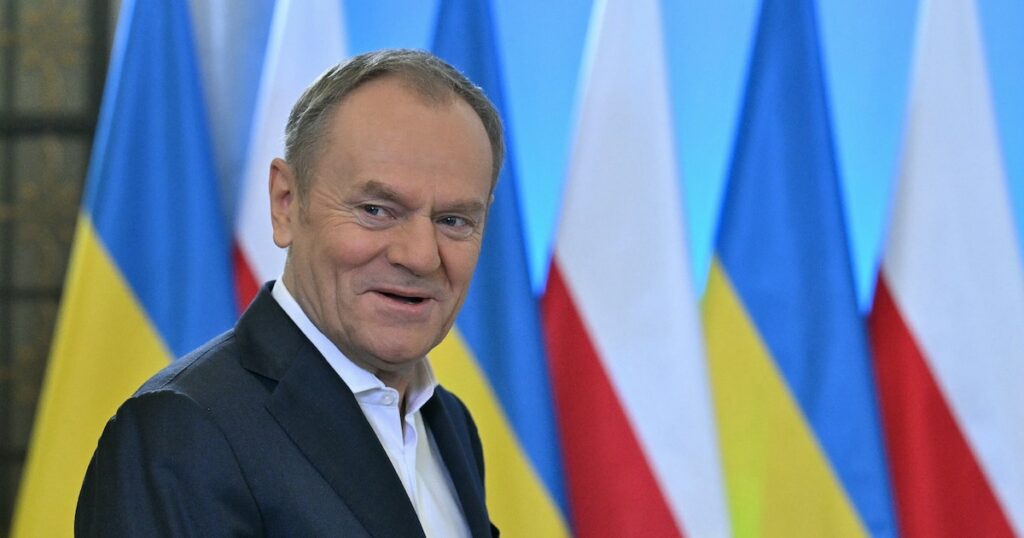 Le Premier ministre polonais Donald Tusk, avant l'arrivée du président ukrainien Volodymyr Zelensky à Varsovie, le 15 janvier 2025