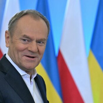 Le Premier ministre polonais Donald Tusk, avant l'arrivée du président ukrainien Volodymyr Zelensky à Varsovie, le 15 janvier 2025