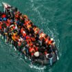 A small inflatable dinghy crossing the English Channel from France to England in August 2024. Pic: Reuters