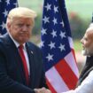 US President Donald Trump (L) shaeks hands with India's Prime Minister Narendra Modi listens during a joint press conference at Hyderabad House in New Delhi on February 25, 2020. (Photo by Prakash SINGH / AFP)