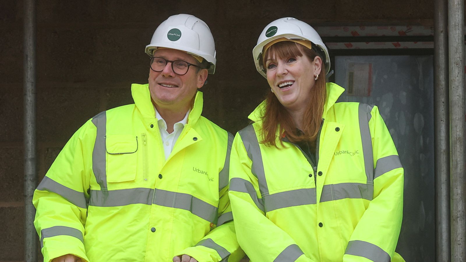 Prime Minister Sir Keir Starmer and Deputy Prime Minister Angela Rayner during a visit to a construction site in Cambridge, as the government announces major planning reforms to get Britain building. Pic: PA