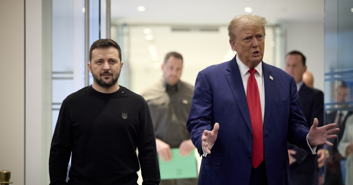 Photo fournie par la présidence ukrainienne le 27 septembre 2024, à l'occasion de la rencontre à New York de Volodymyr Zelensky et Donald Trump, alors encore candidat