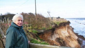 Defiant gran's desperate battle to stop her home from falling into sea - after previous agony