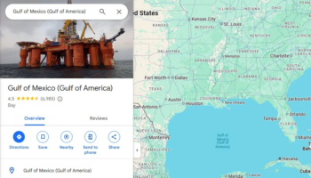 El Golfo de México ya se llama Golfo de América en Google Maps, pero sólo en las búsquedas desde EEUU