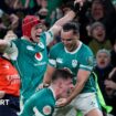 Ireland celebrate Dan Sheehan's bonus-point score