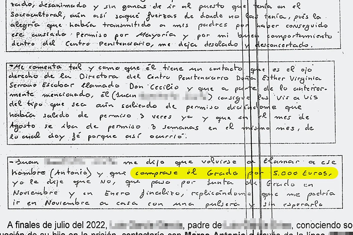 La carta de un preso que destapó la corrupción en la mayor cárcel de España: "Don Cecilio consigue vis a vis del tipo que sea. (Tercer) grado  por 5.000 euros"