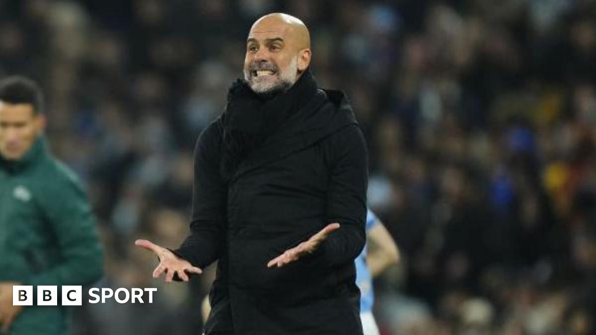 Manchester City manager Pep Guardiola is frustrated during the Champions League play-off defeat by Real Madrid at Etihad Stadium