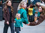 Princess of Wales walks hand-in-hand with primary school pupil as she heads into the National Portrait Gallery on a bus to learn about social and emotional skills